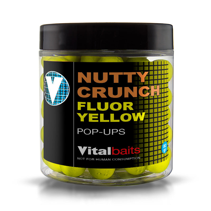 Pop ups Vitalbaits Nutty Crunch Fluor amarillos 18 mm - Tienda Carpfishing