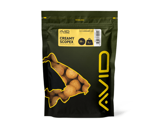 Boilies Avid Carp Creamy Scopex 20 mm - Tienda Carpfishing