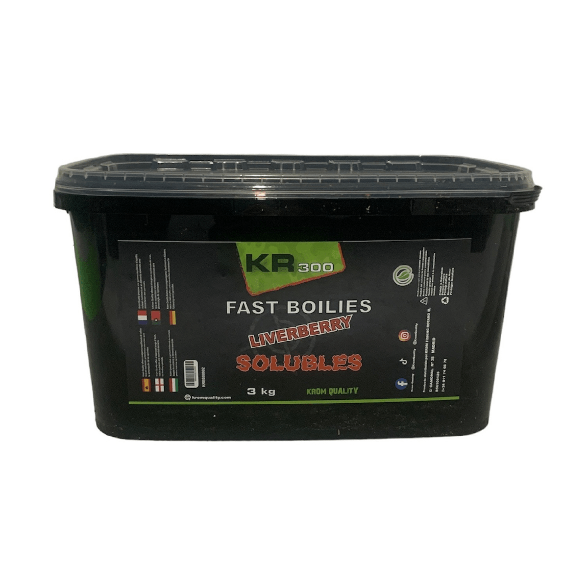 Boilies Solubles Krom Quality KR300 LiverBerry 20 mm 3KG - Tienda Carpfishing