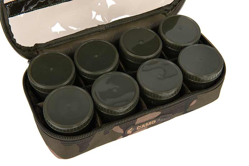 Macuto de 12 botes de cebo Fox Camolite - Tienda Carpfishing