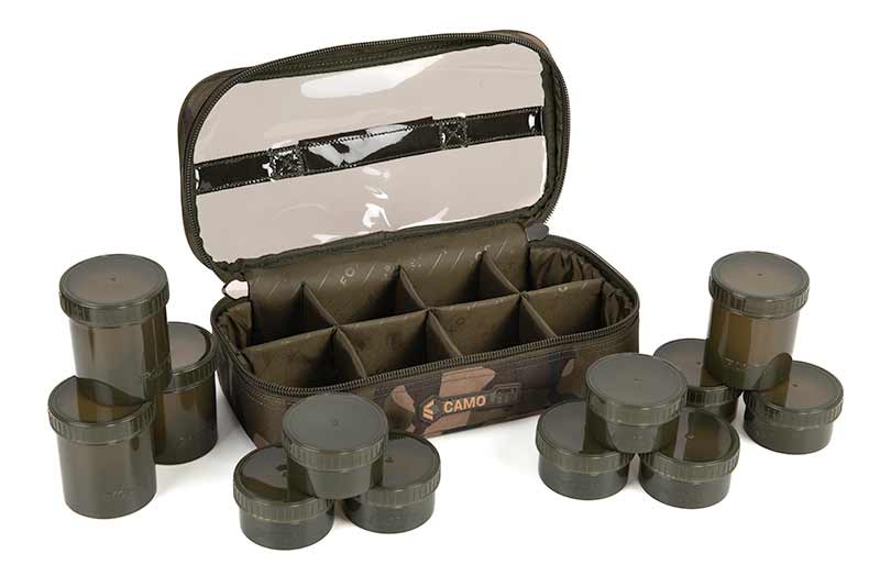Macuto de 12 botes de cebo Fox Camolite - Tienda Carpfishing
