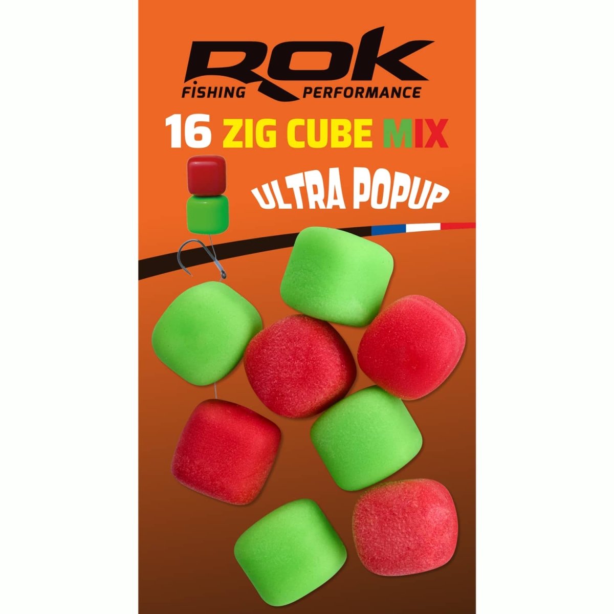 Pop up Zig Cube Rok Fishing Verde/Rojo 12 - Tienda Carpfishing