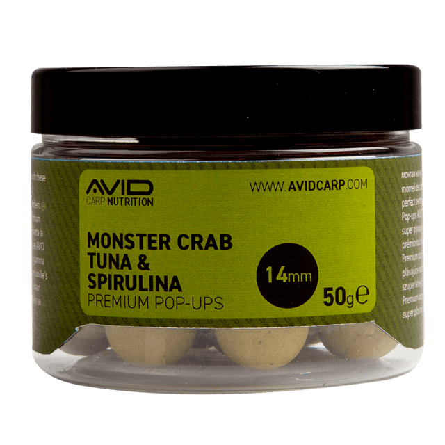 Pop ups Avid Carp Premium Monster Crab Tuna & Spirulina 14 mm - Tienda Carpfishing
