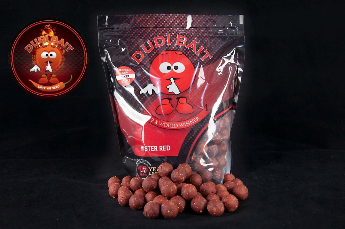 Boilies Dudi Bait Solubles Mister Red Super Hot 20 mm - Tienda Carpfishing