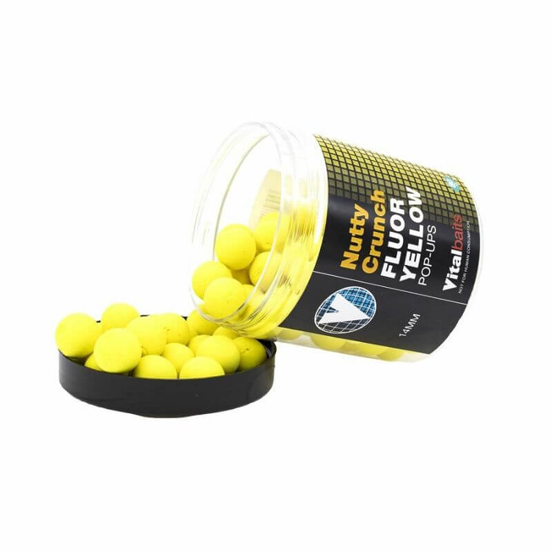 Pop ups Vitalbaits Nutty Crunch Fluor amarillos 18 mm - Tienda Carpfishing