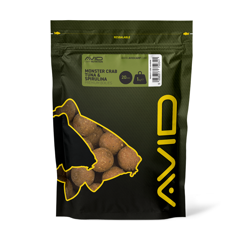 Boilies Avid Carp Premium Monster Crab Atum e Spirulina 20 mm