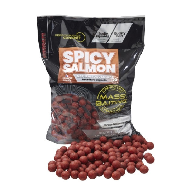 Boilies Starbaits Isco em massa Spicy Salmão 20 mm 3 kg