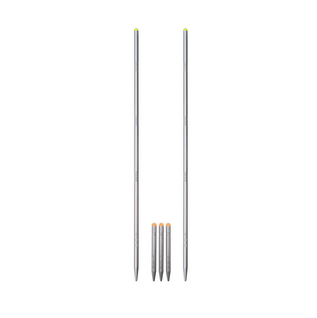 Pica de distancia ESP Wrap Sticks: dos palos de acero inoxidable y tres marcadores en funda resistente para carpfishing.