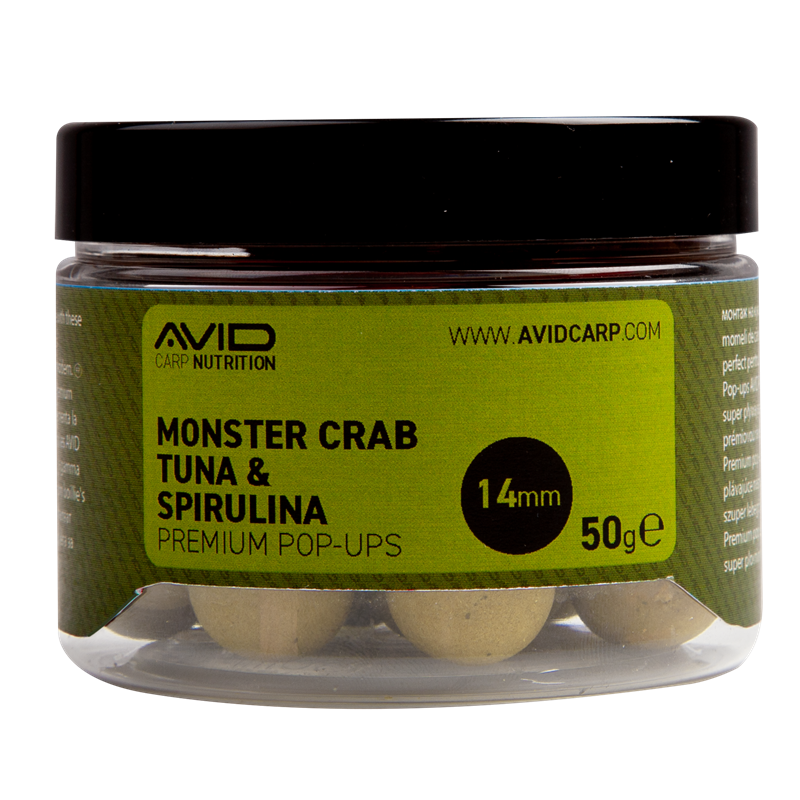 Pop ups Avid Carp Monster Crab Atum e Spirulina 14 mm