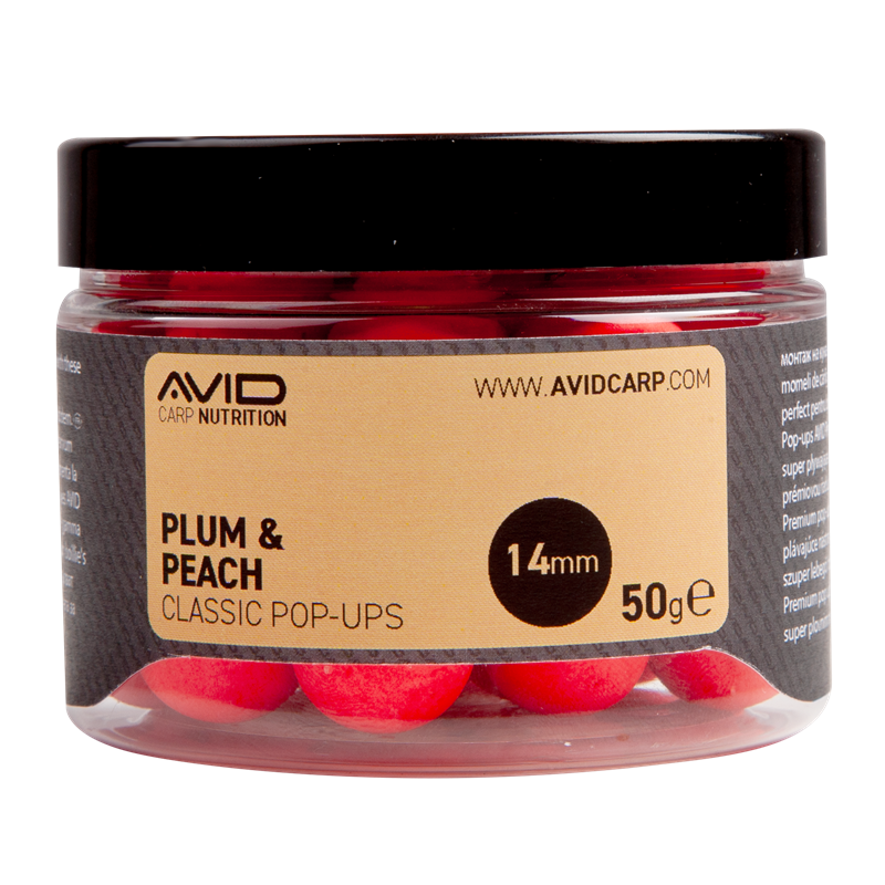 Pop ups Avid Carp Ameixa e Peach 14 mm