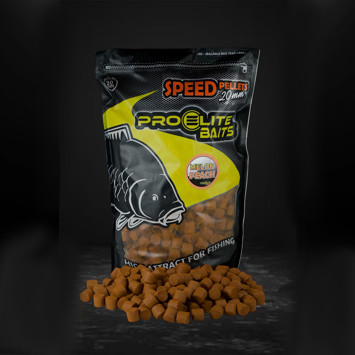 Velocidade Pellets Pro Elite Baits Melão & Peach 20 mm 4,5 Kg