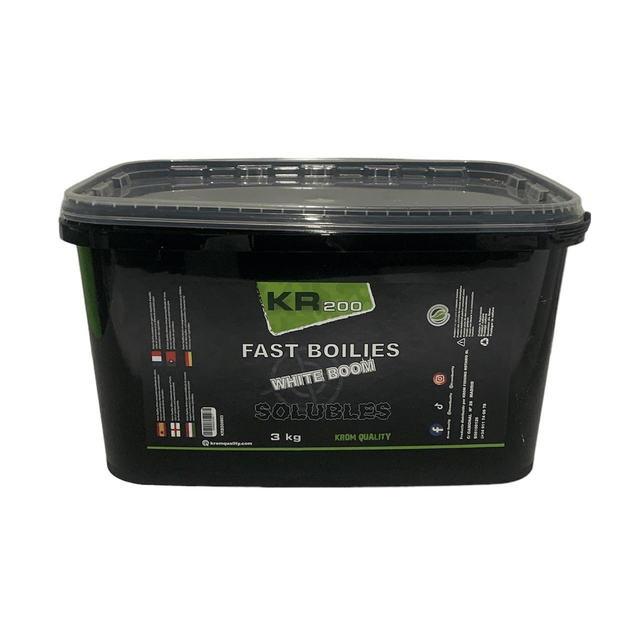 Boilies Solubles Krom Quality KR200 White Boom 20 mm 3KG - Tienda Carpfishing