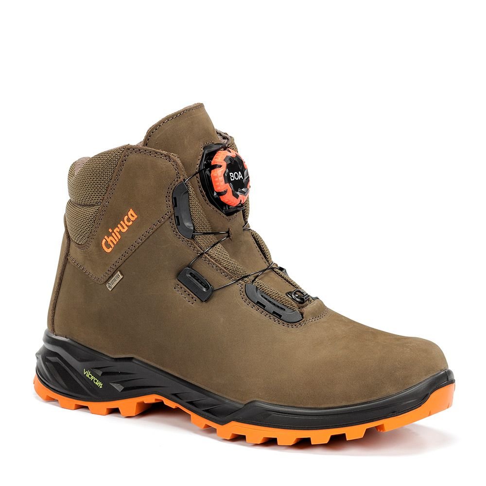 Botas Chiruca Cares Boa Hi Vis 08 Gore - Tex Verde y Naranja - Tienda Carpfishing
