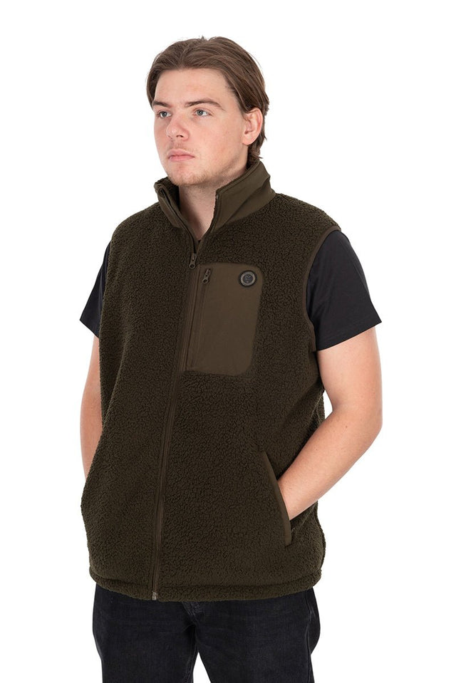 Chaleco sin mangas Fox Olive Sherpa Hybrid - Tienda Carpfishing