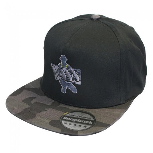 Gorra Vass VB691 Peak Negra - Gris Camo - Tienda Carpfishing