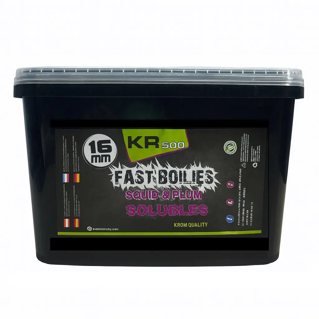 Boilies Solúvel Krom Quality KR500 Squid & Plum 16mm 5KG