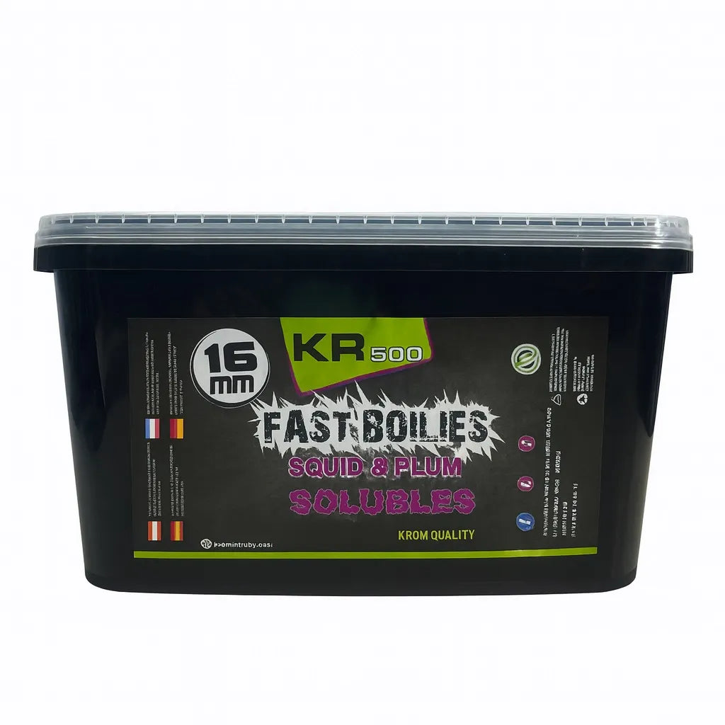 Boilies Solúvel Krom Quality KR500 Squid & Plum 16mm 3KG
