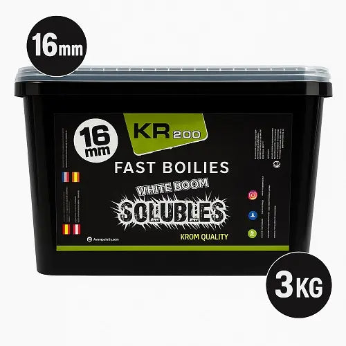 Boilies Solúvel Krom Quality KR200 White Boom 16mm 3KG