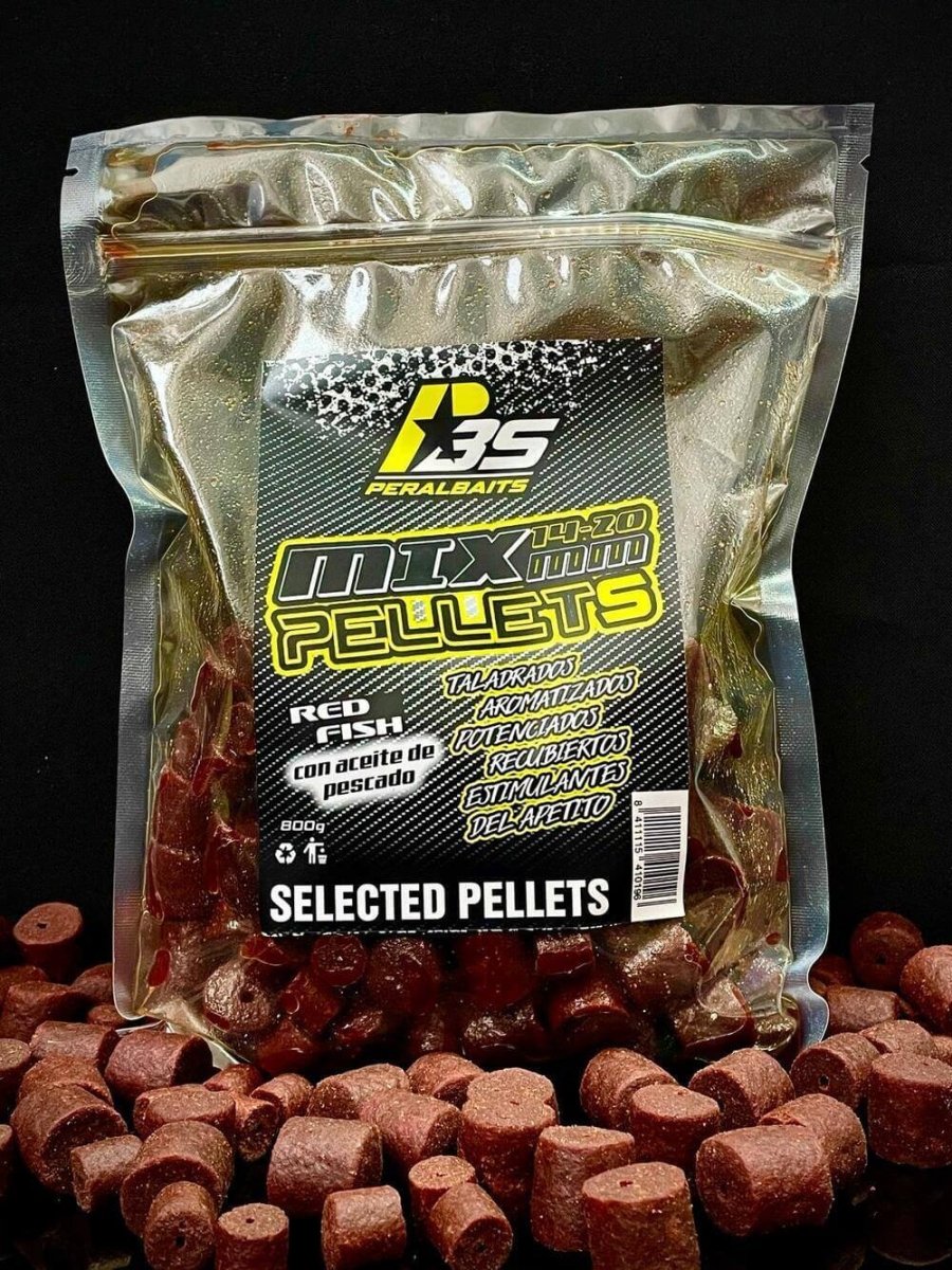 Mix Pellets Líquido Peralbaits Red Fish 14 - 20 mm - Tienda Carpfishing