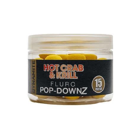 Pop Downz Dynamite Baits Hot Crab & Krill Fluoro 15 mm - Tienda Carpfishing