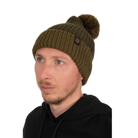 Gorro de lana Fox Verde con bola - Tienda Carpfishing